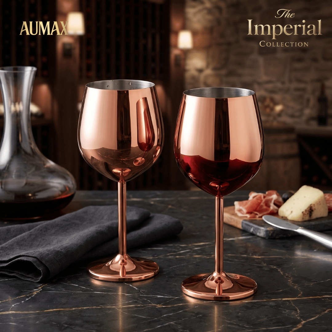 Set de Copas AUMAX Imperial Collection Shiny Rose Mirror - Acero Inoxidable 304