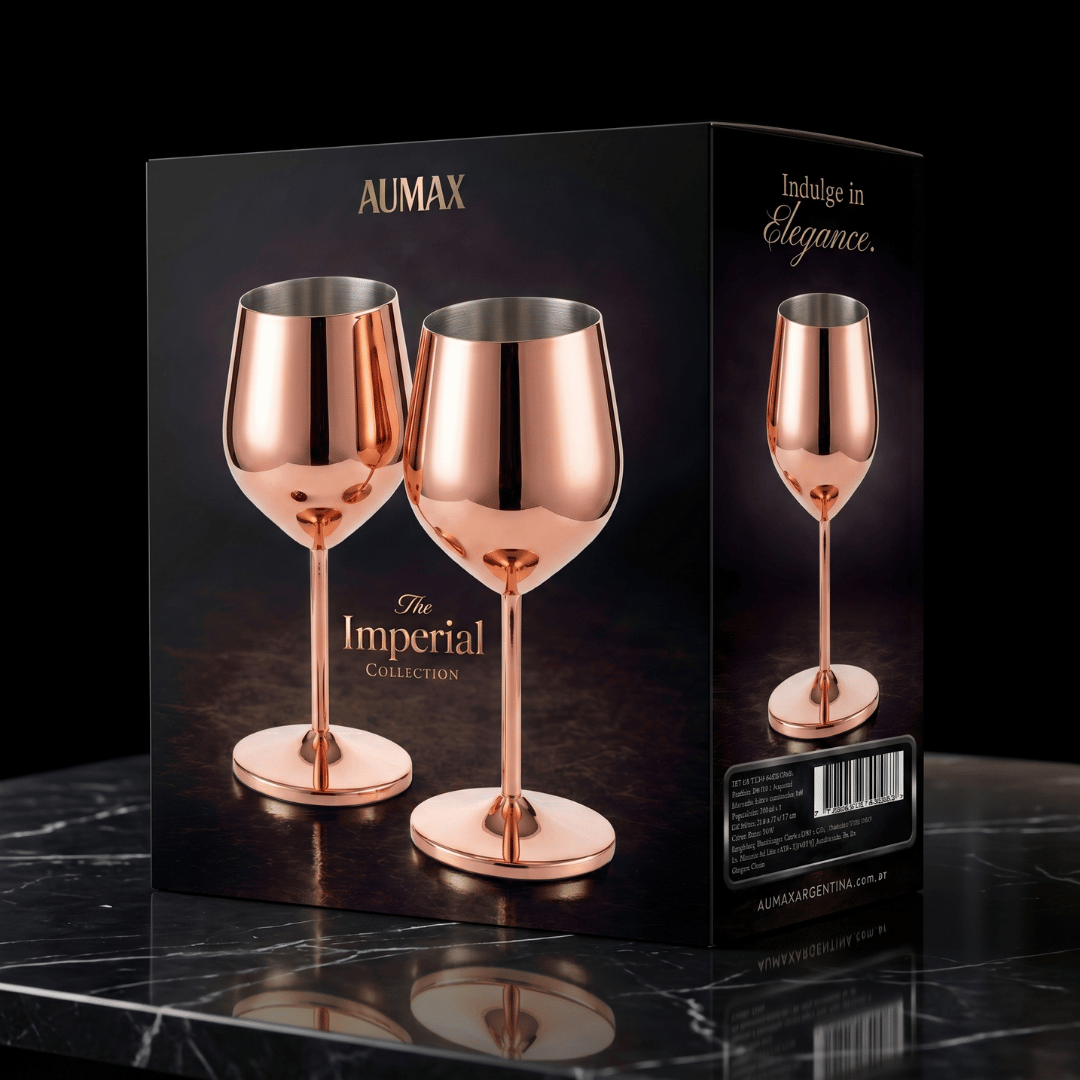 Set de Copas AUMAX Imperial Collection Shiny Rose Mirror - Acero Inoxidable 304
