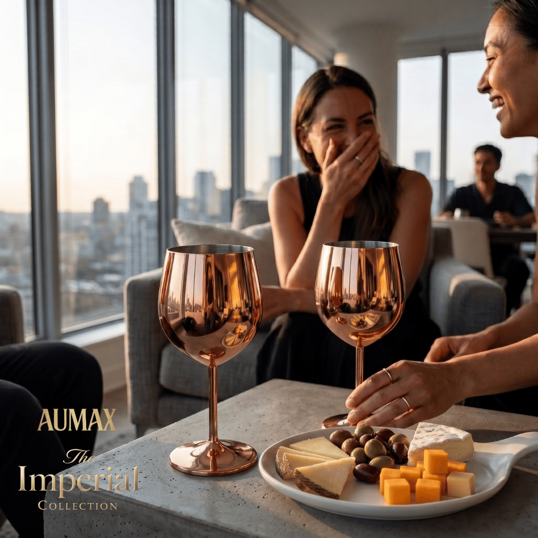 Set de Copas AUMAX Imperial Collection Shiny Rose Mirror - Acero Inoxidable 304