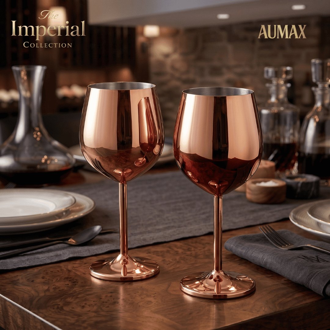 Set de Copas AUMAX Imperial Collection Shiny Rose Mirror - Acero Inoxidable 304