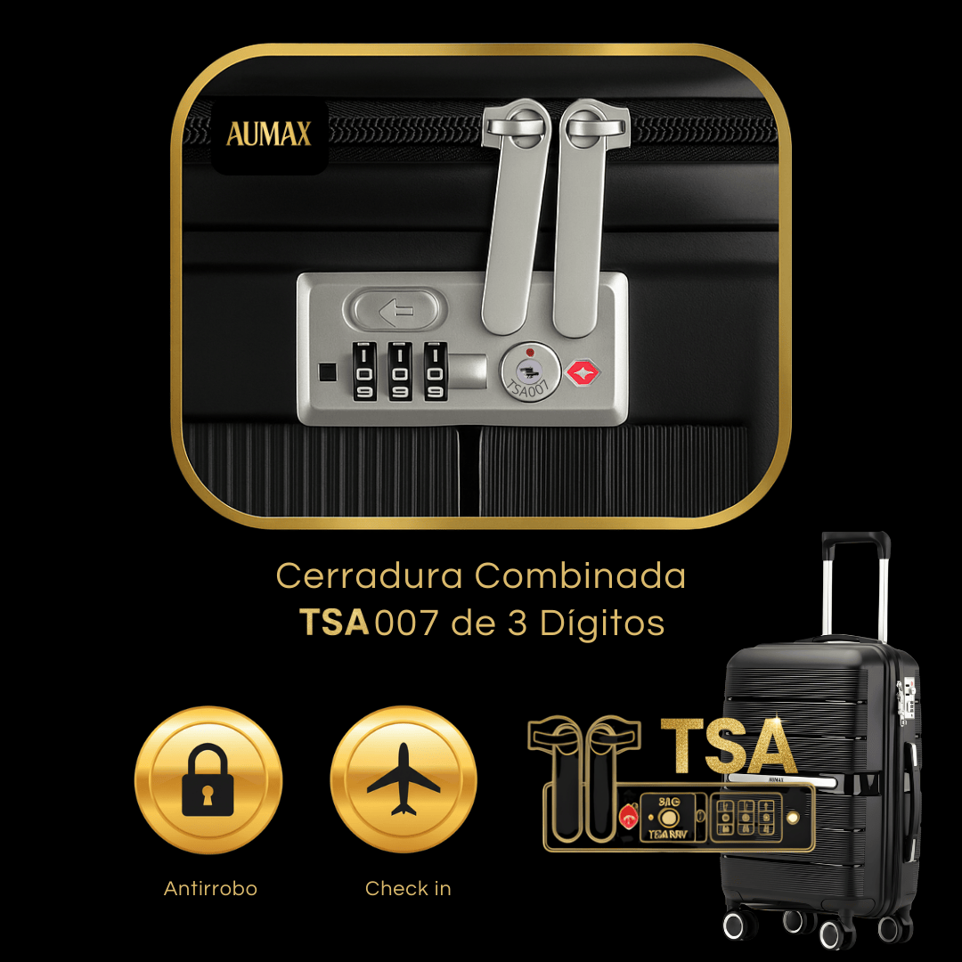 VALIJA ELEGANCE BLACK MEDIANA 24" PP-3031G TSA AUMAX