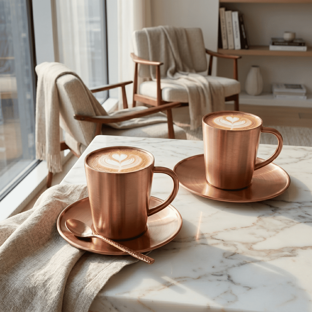 Set de Tazas AUMAX Aurum 300 ml Satin Rose Gold - Acero Inoxidable 304