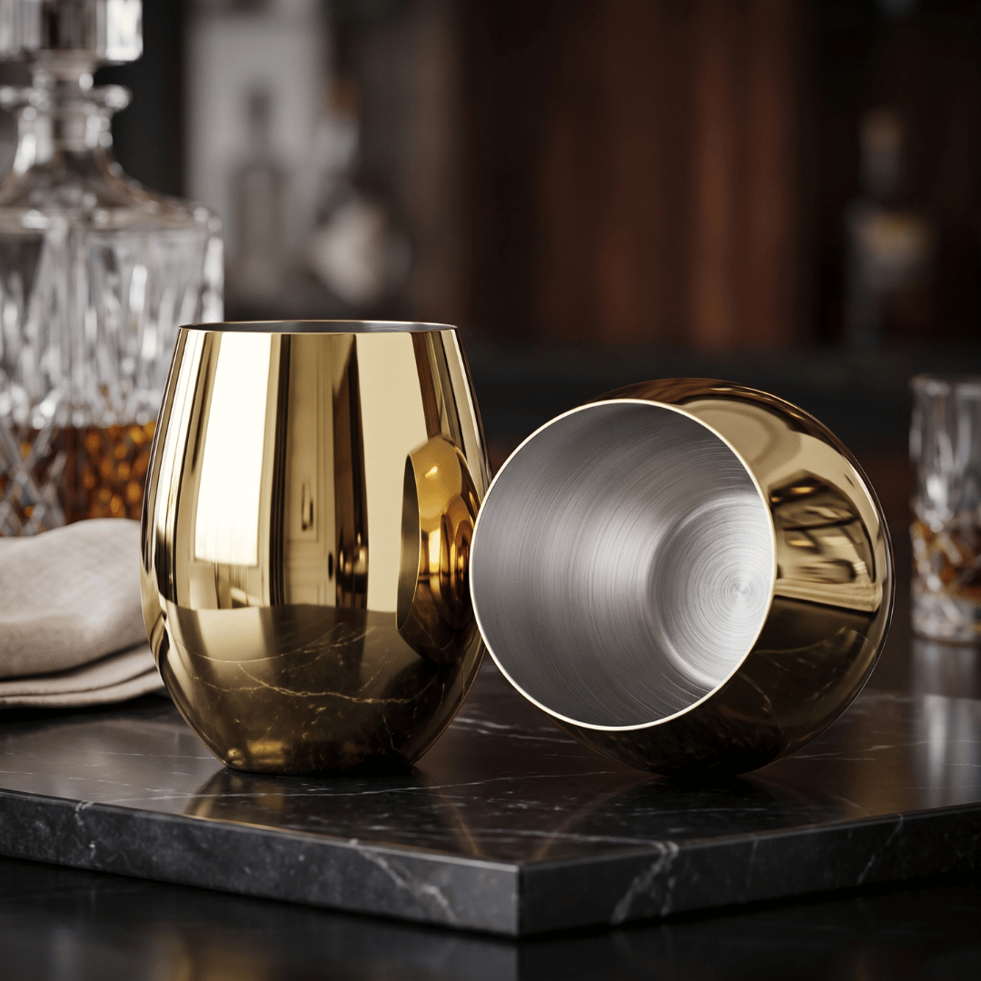 Set Vasos Aumax Imperial 500ml Shiny Gold Mirror Acero Inoxidable