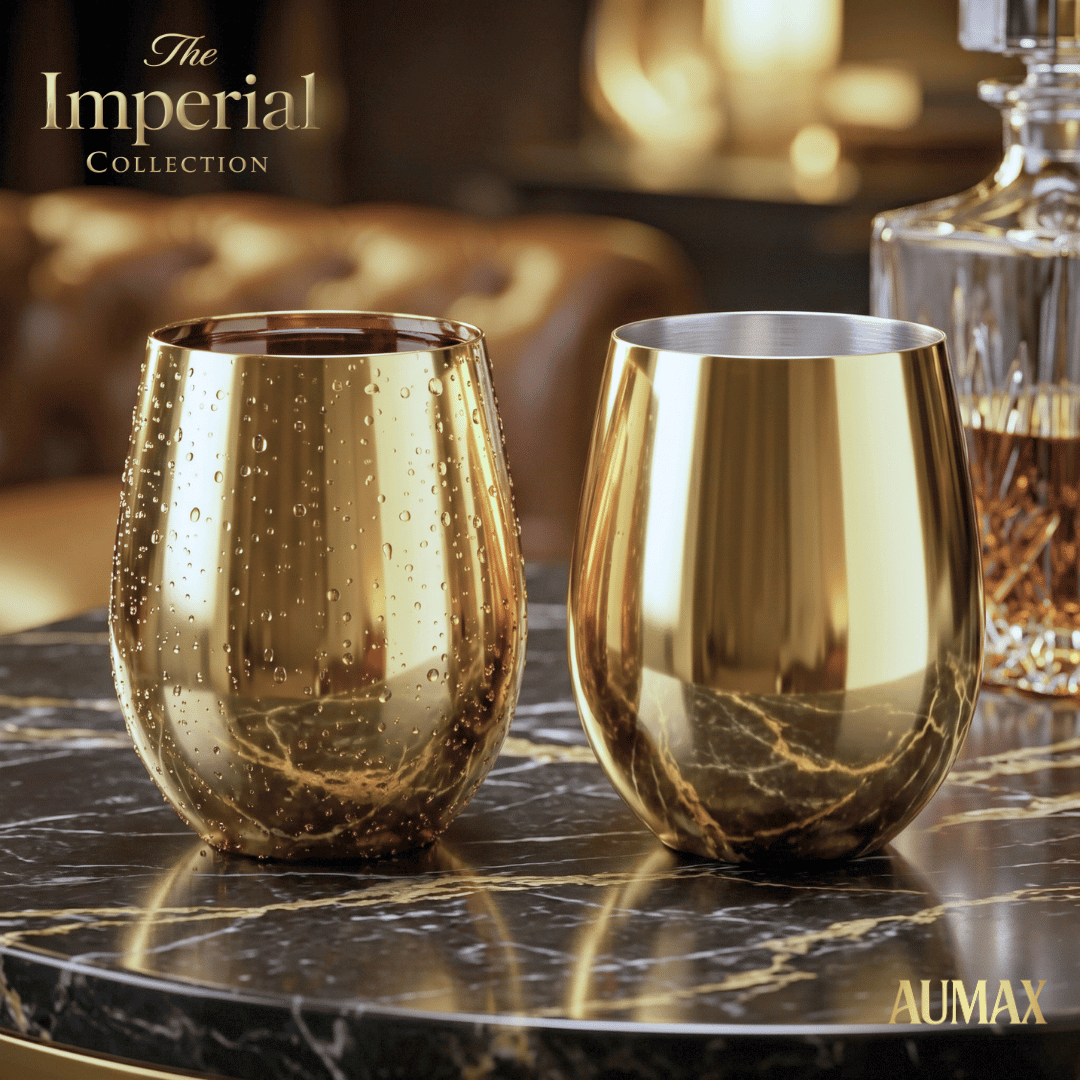 Set Vasos Aumax Imperial 500ml Shiny Gold Mirror Acero Inoxidable