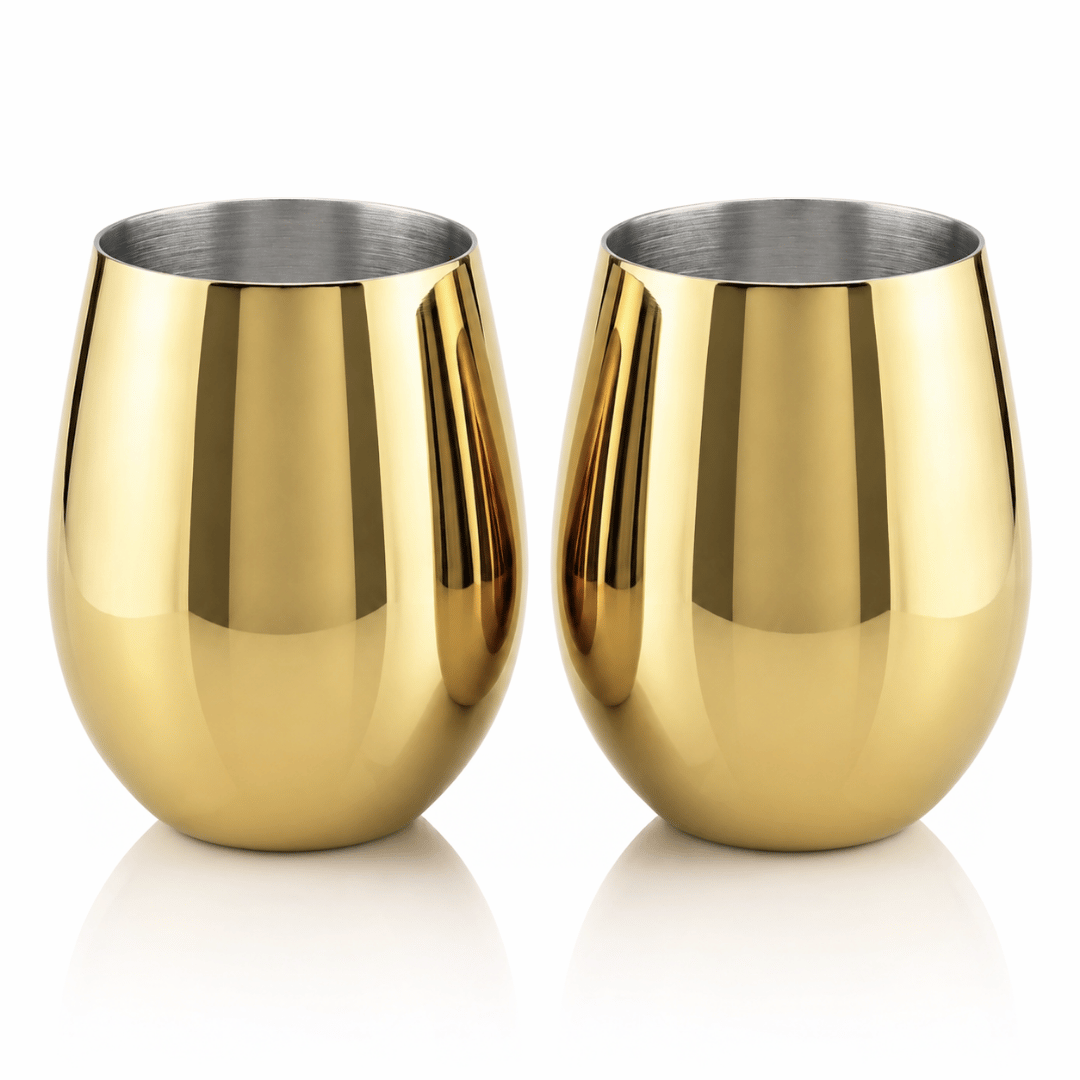 Set Vasos Aumax Imperial 500ml Shiny Gold Mirror Acero Inoxidable