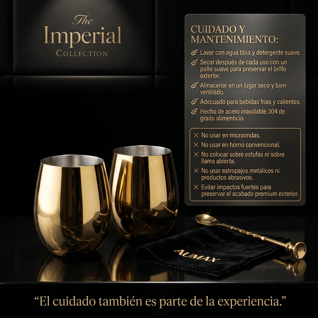 Set Vasos Aumax Imperial 500ml Shiny Gold Mirror Acero Inoxidable