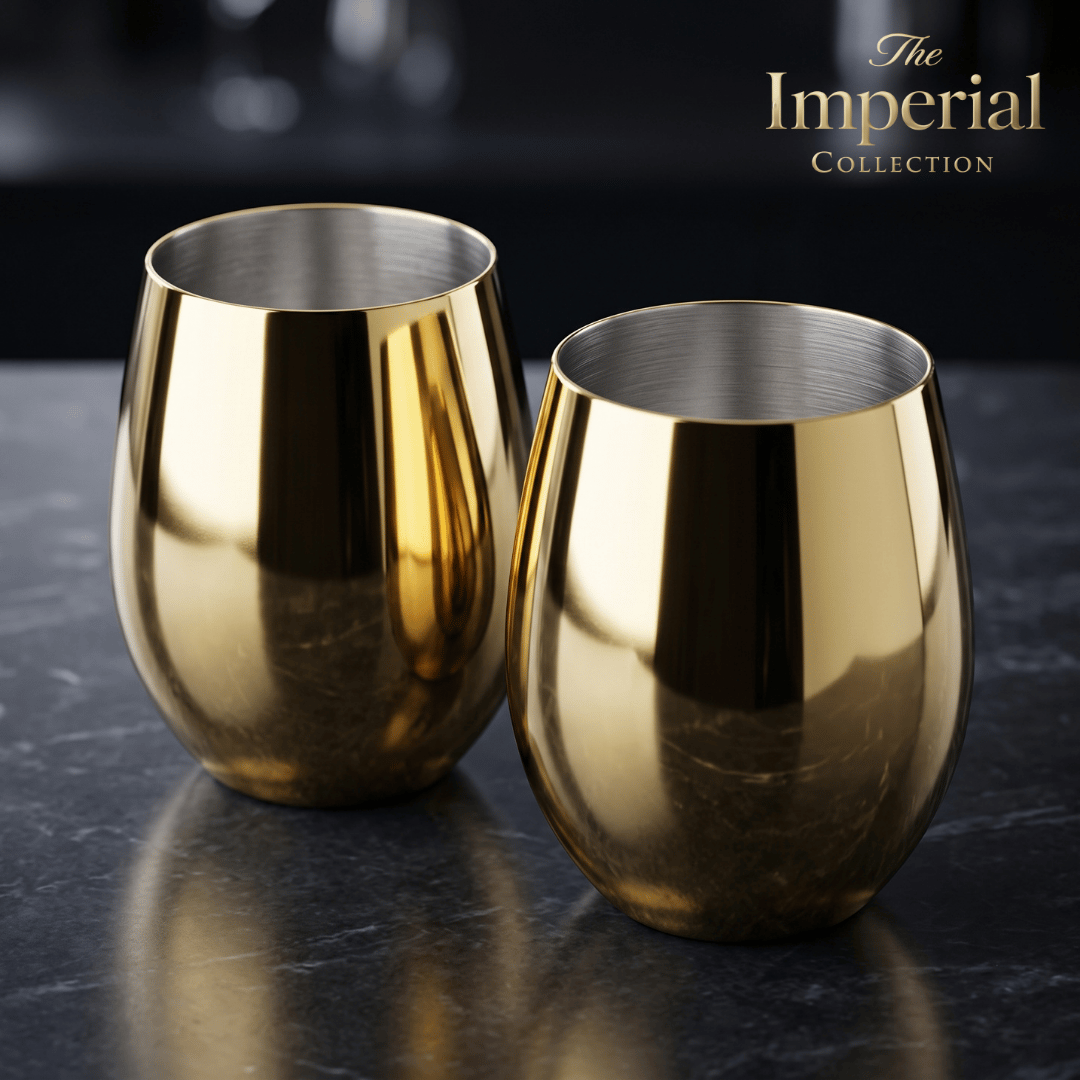 Set Vasos Aumax Imperial 500ml Shiny Gold Mirror Acero Inoxidable