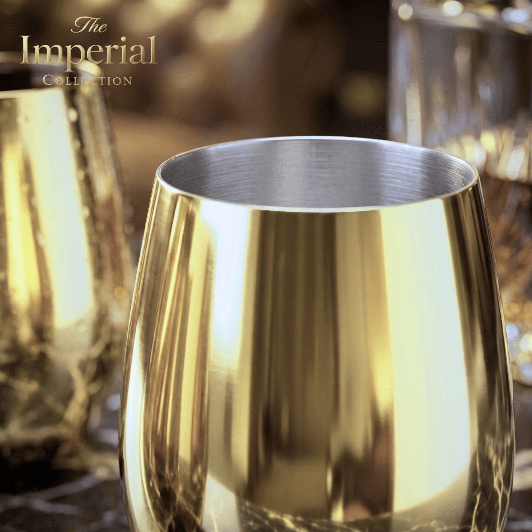 Set Vasos Aumax Imperial 500ml Shiny Gold Mirror Acero Inoxidable