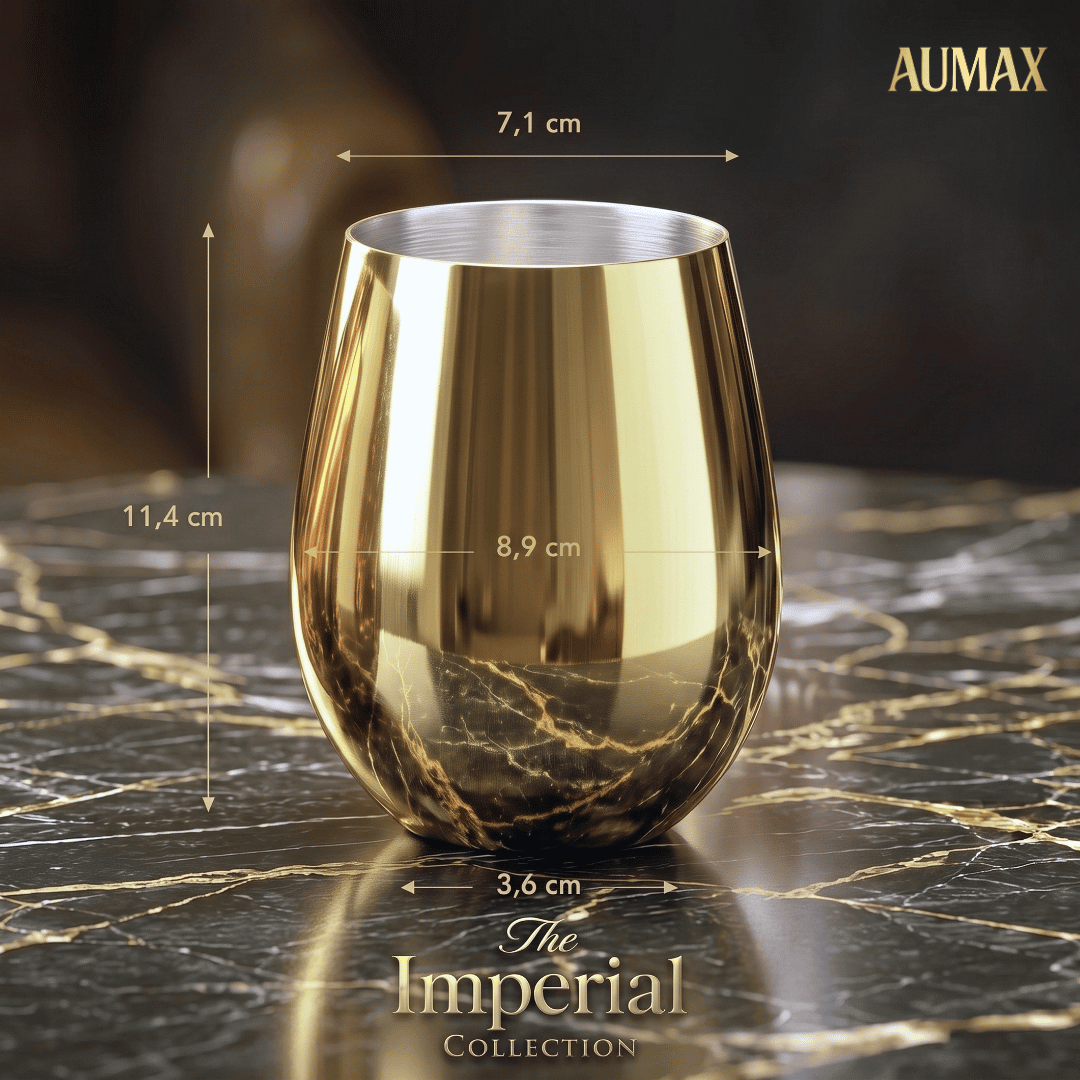 Set Vasos Aumax Imperial 500ml Shiny Gold Mirror Acero Inoxidable