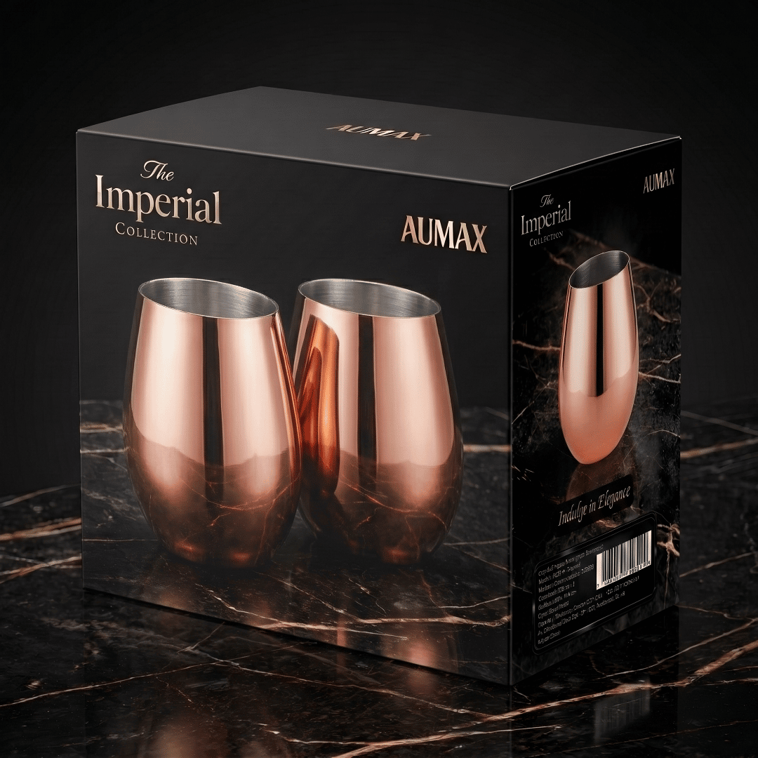 Set de Vasos Aumax Imperial 500ml Acero Inoxidable Shiny Rose Mirror