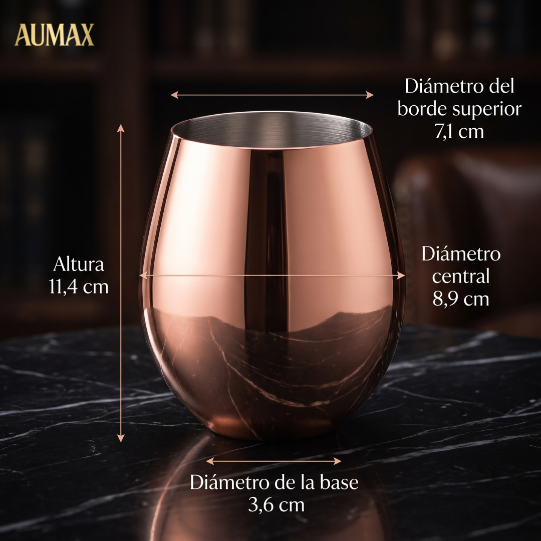 Set de Vasos Aumax Imperial 500ml Acero Inoxidable Shiny Rose Mirror