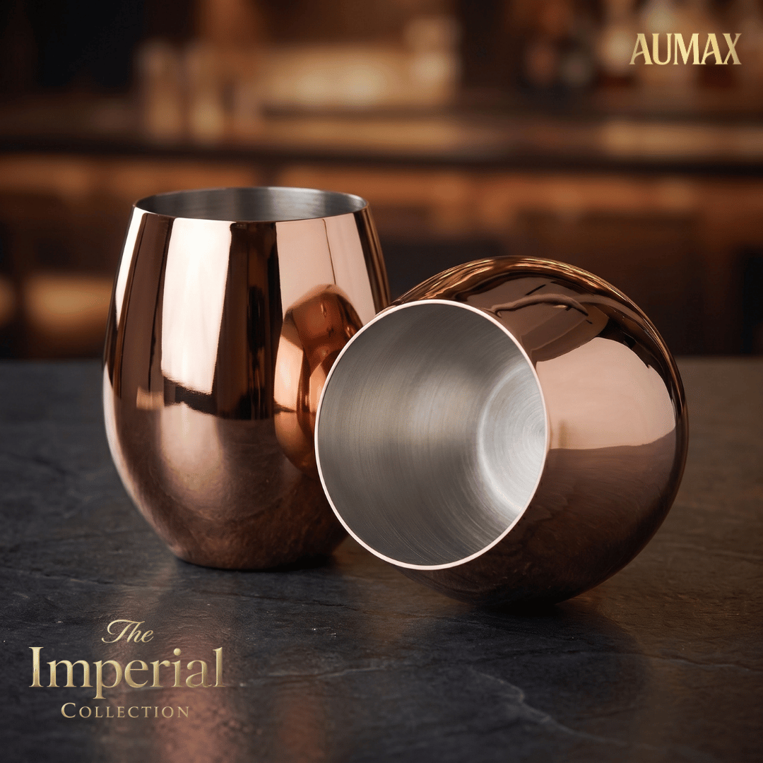 Set de Vasos Aumax Imperial 500ml Acero Inoxidable Shiny Rose Mirror