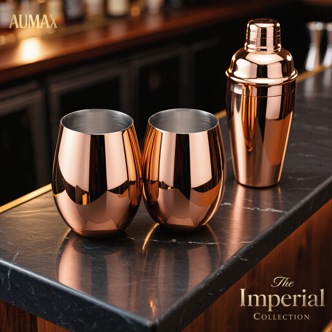 Set de Vasos Aumax Imperial 500ml Acero Inoxidable Shiny Rose Mirror