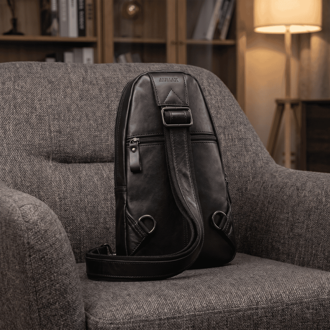 Bandolera De Cuero Vacuno AUMAX Riva Negra - Sling Bag