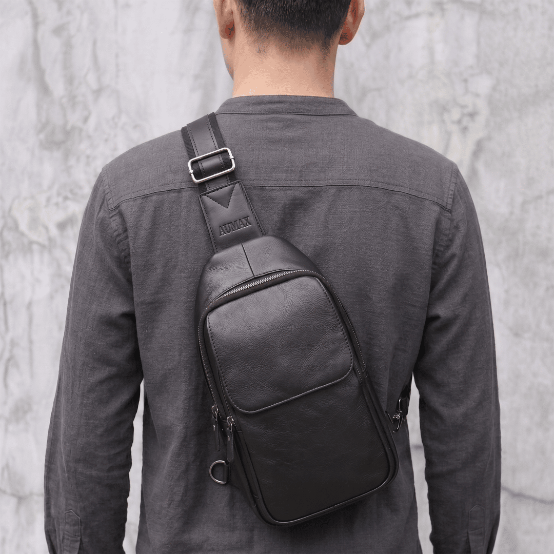 Bandolera De Cuero Vacuno AUMAX Riva Negra - Sling Bag