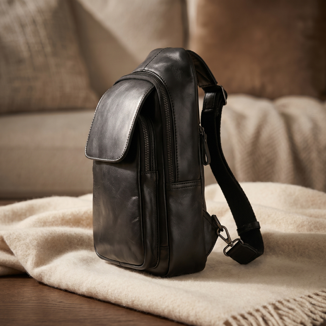 Bandolera De Cuero Vacuno AUMAX Riva Negra - Sling Bag