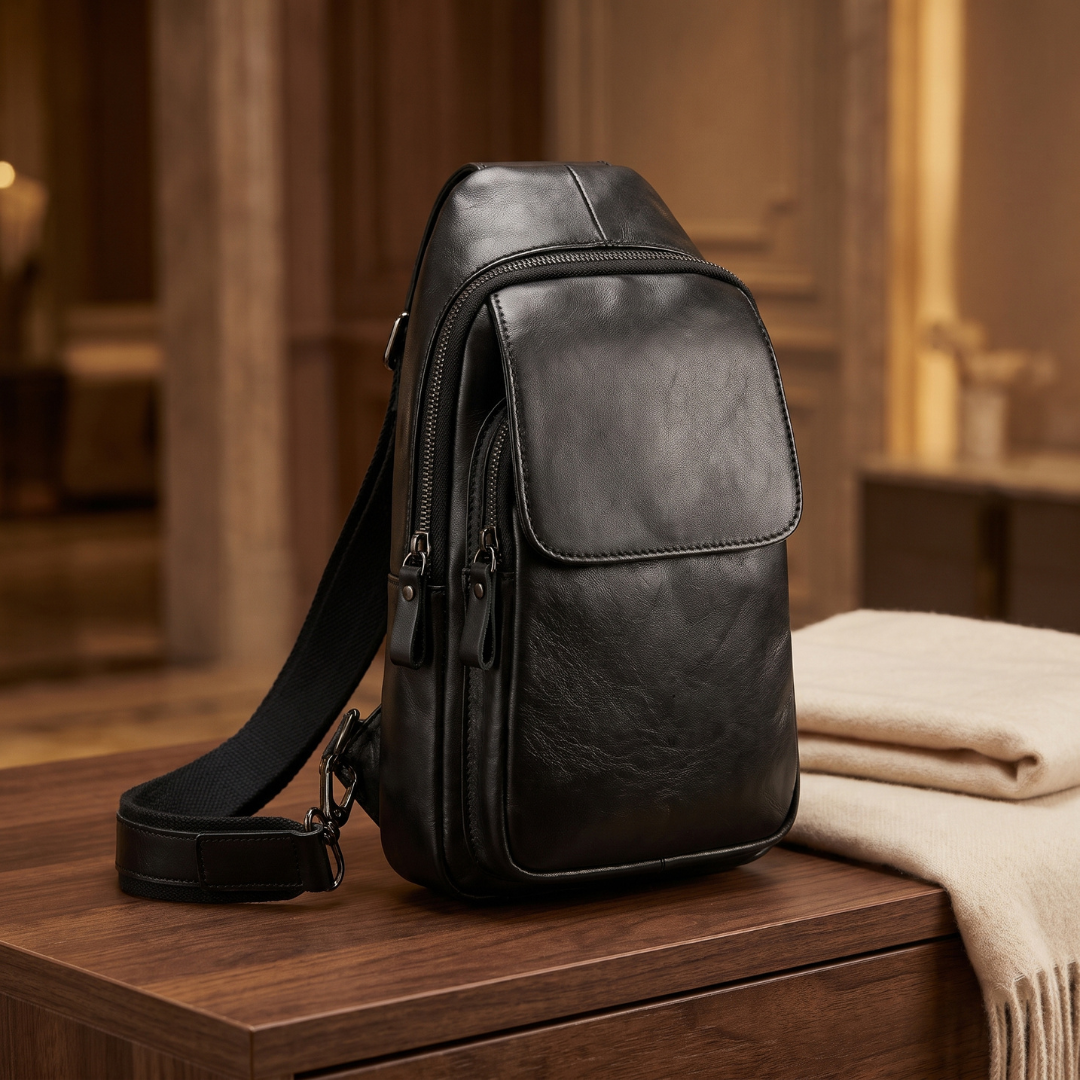 Bandolera De Cuero Vacuno AUMAX Riva Negra - Sling Bag