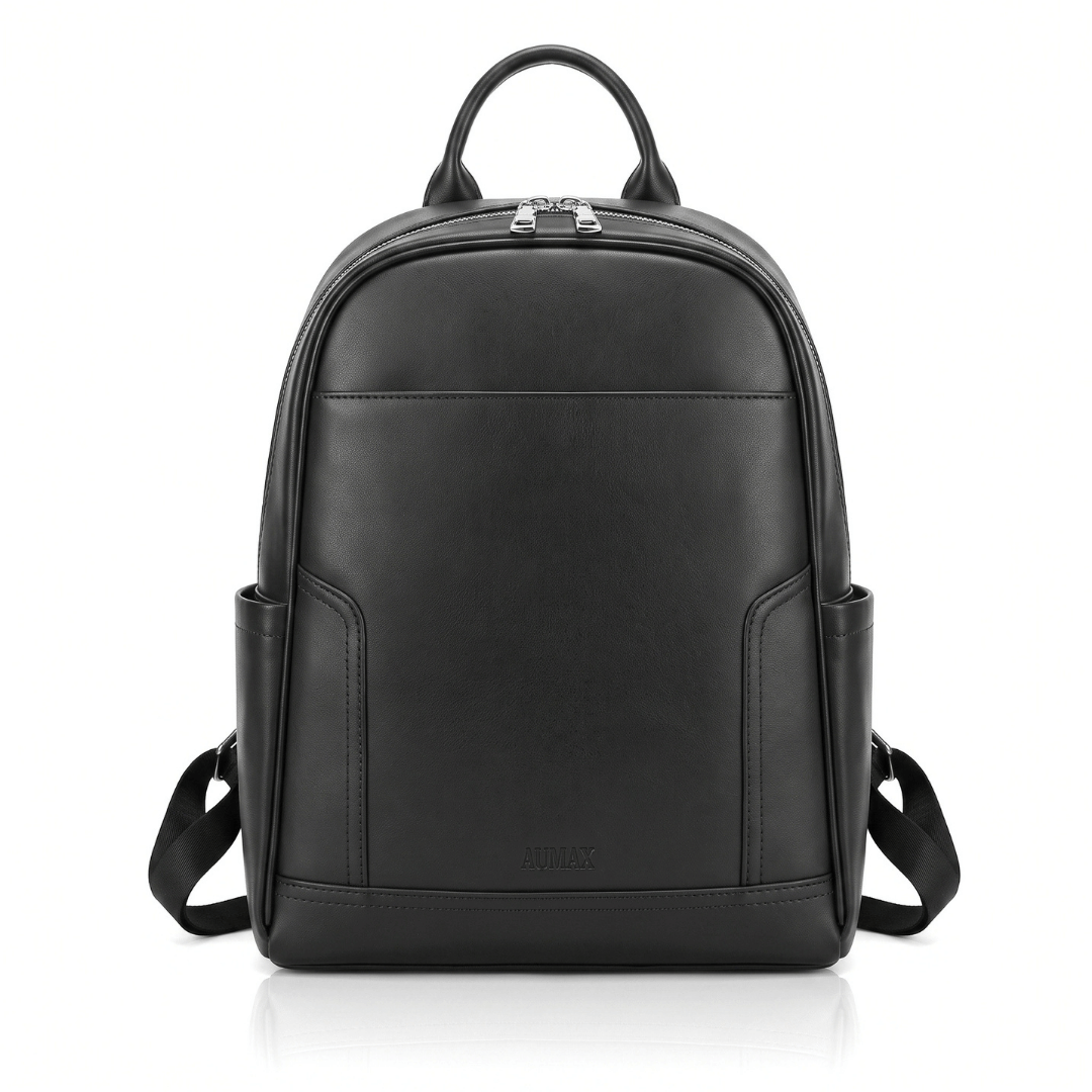 Mochila Urbana De Cuero Vacuno AUMAX Siena Negra - Correa De Cuero
