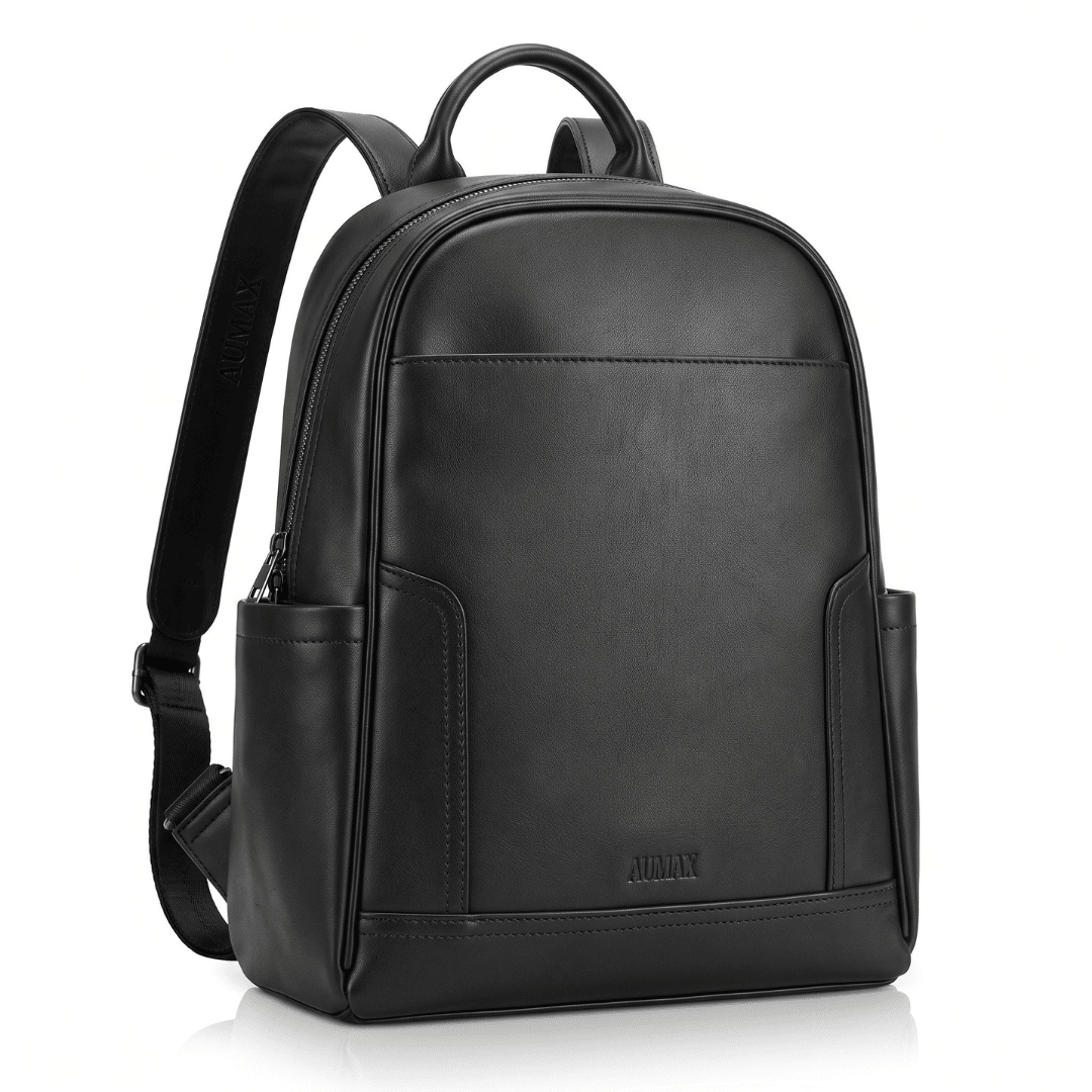 Mochila Urbana De Cuero Vacuno AUMAX Siena Negra - Correa De Cuero