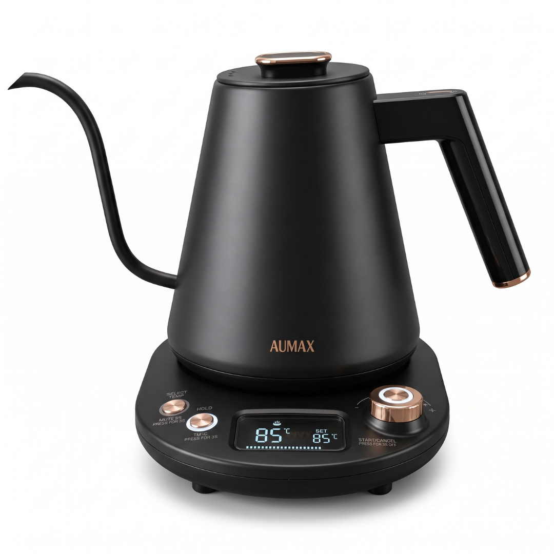 Pava Eléctrica Digital Aumax Nera Acero Black & Gold 1 Litro