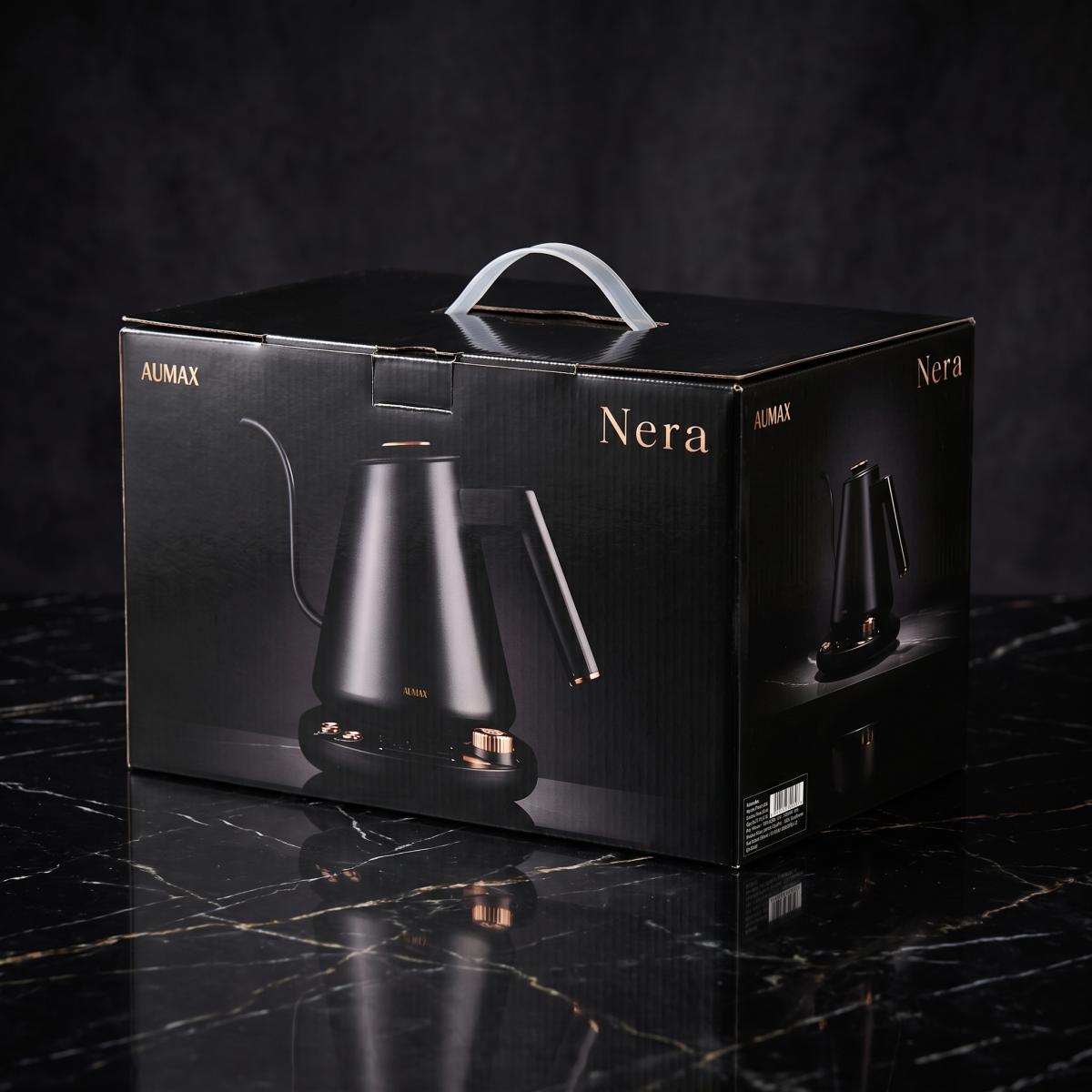 Pava Eléctrica Digital Aumax Nera Acero Black & Gold 1 Litro
