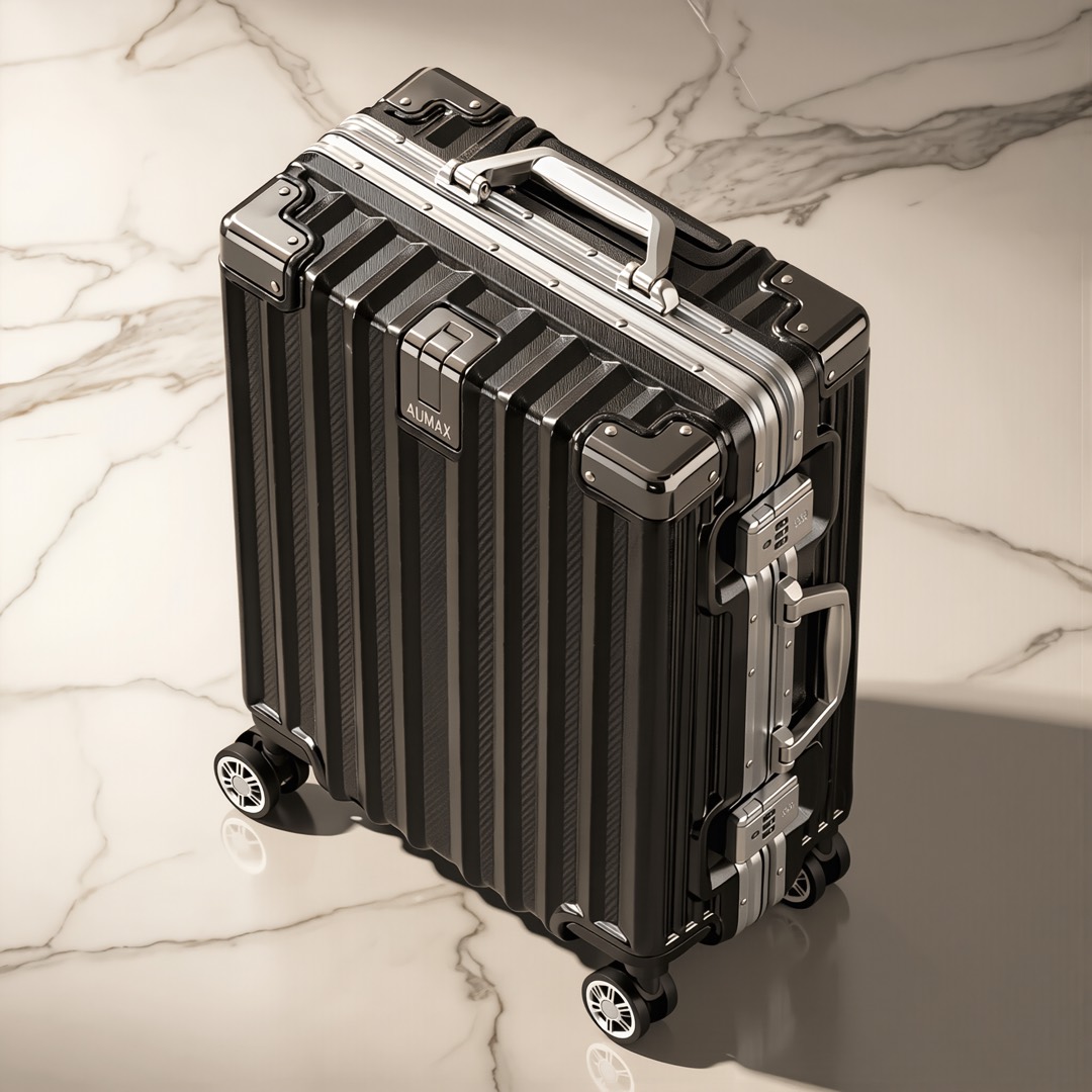 Set 2 Valijas AUMAX Luxor Black 24” y 28” Marco Aluminio TSA
