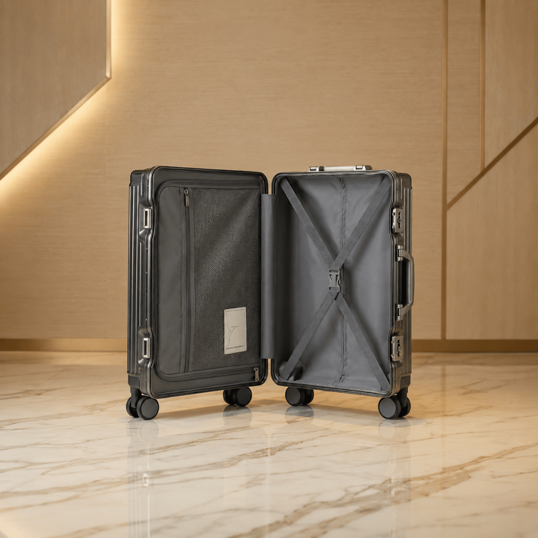 VALIJA CABINA AUMAX ALLUMIA GREY / GUNMETAL DOBLE TSA 20" CARRY ON