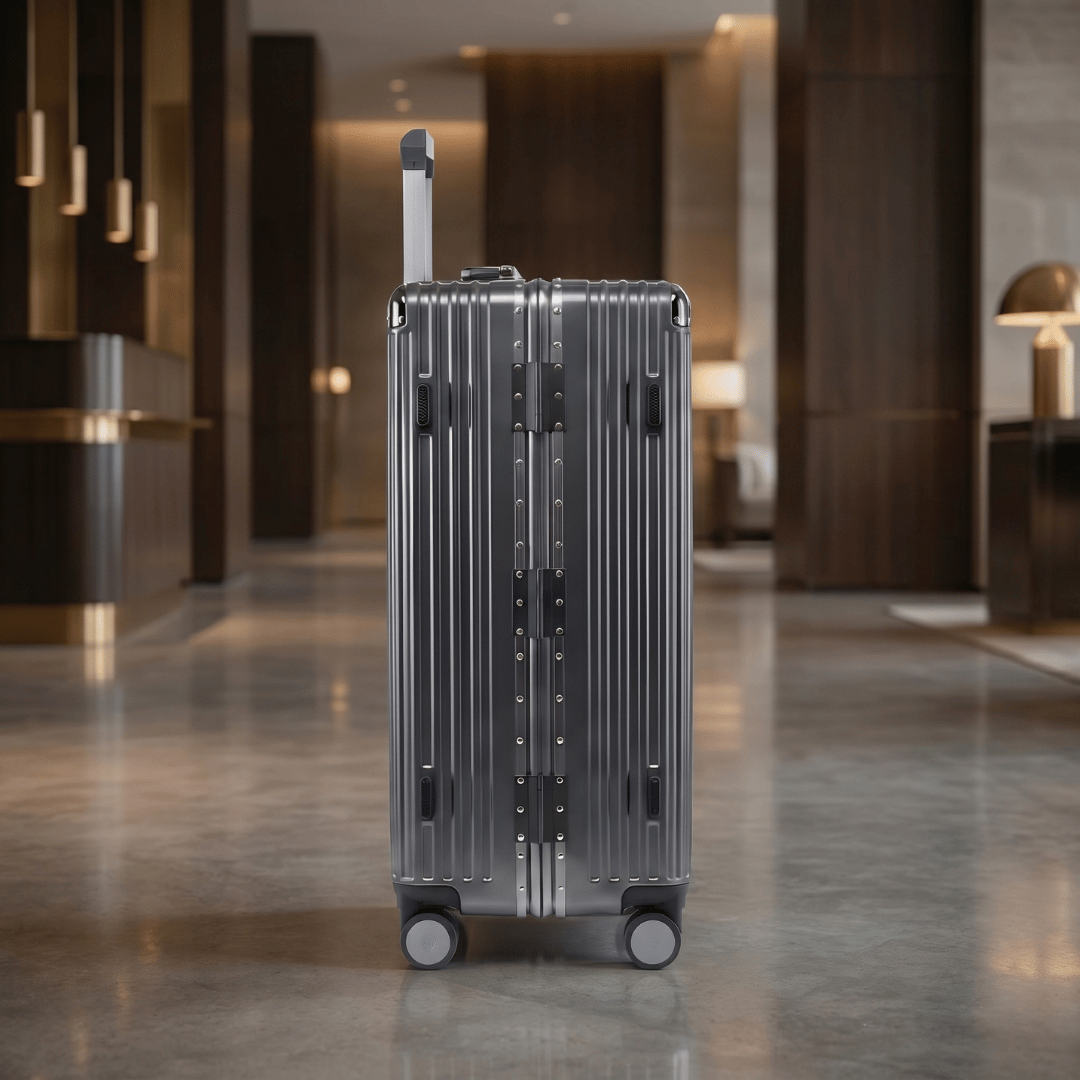 VALIJA CABINA AUMAX ALLUMIA GREY / GUNMETAL DOBLE TSA 20" CARRY ON