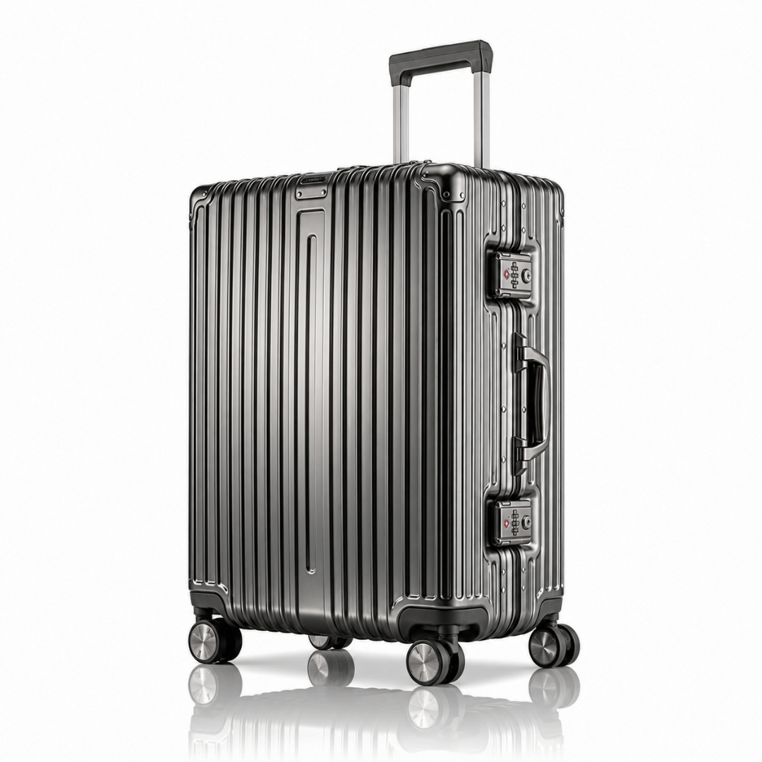 VALIJA CABINA AUMAX ALLUMIA GREY / GUNMETAL DOBLE TSA 20" CARRY ON