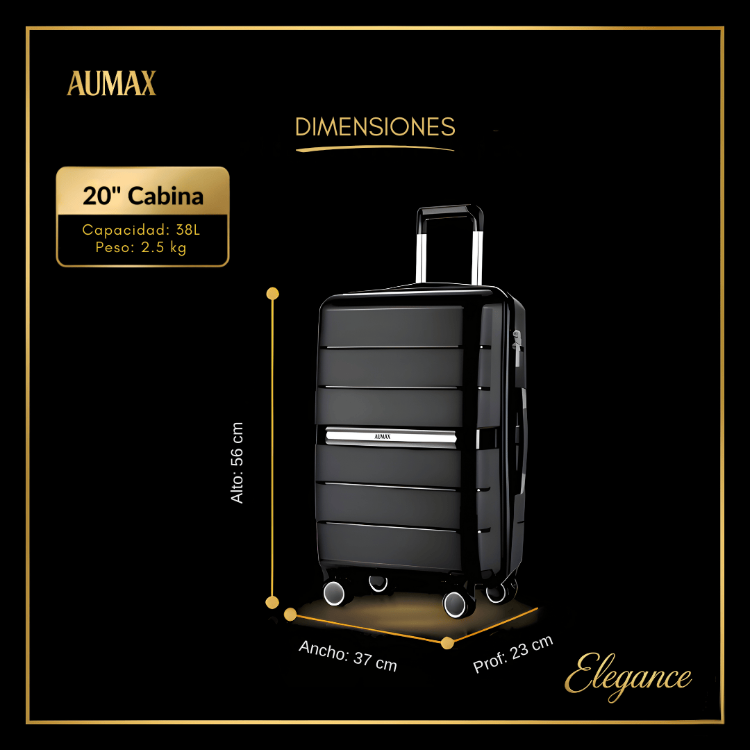 VALIJA ELEGANCE BLACK CARRY ON 20" PP-3031G TSA AUMAX
