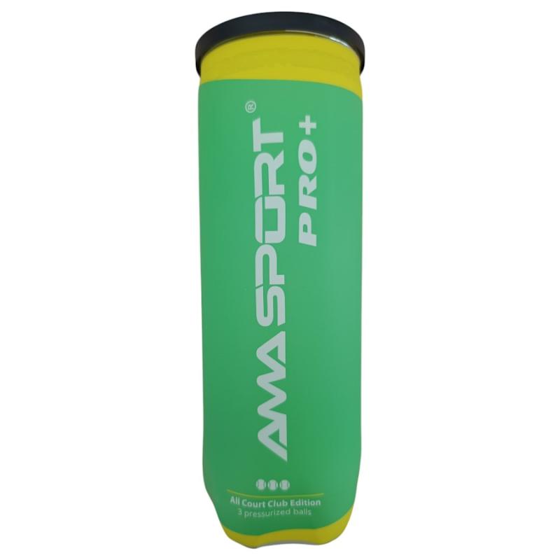 Pelota de padel Amasport Pro+ tubo x 3 unidades