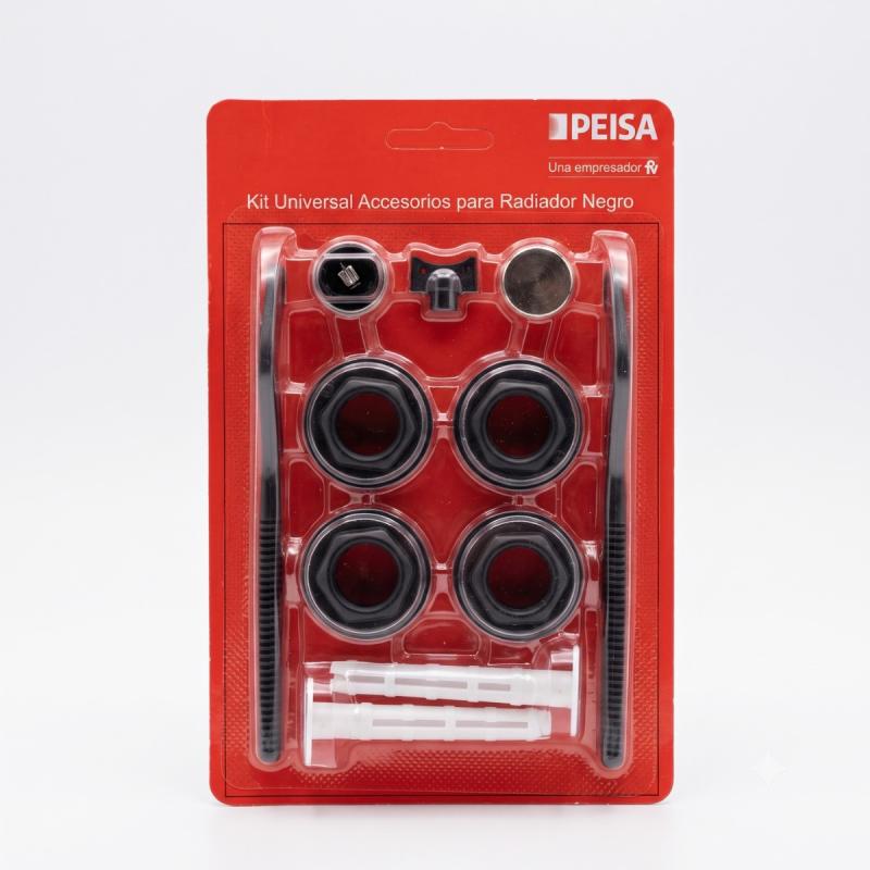 RADIADOR T 500 NEGRO DE 12 ELEMENTOS + BLISTER + KIT DE INSTALACION