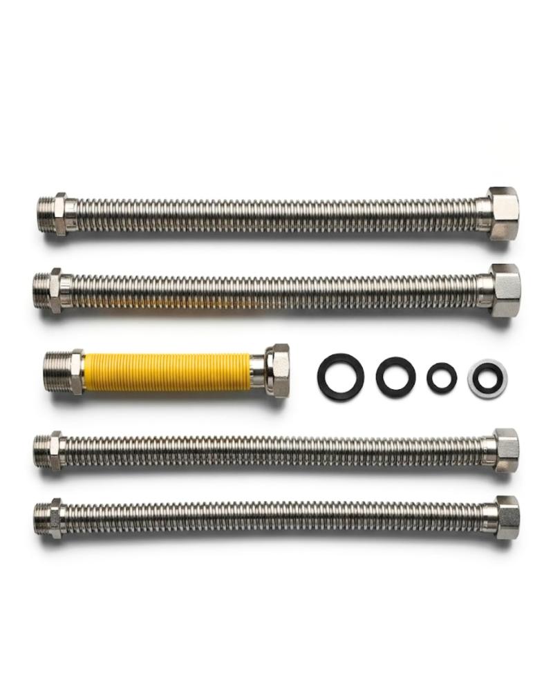 KIT HIDRAULICO DE CONEXION FLEXIBLE AI 30 CM DOBLE SERV ACERO INOX