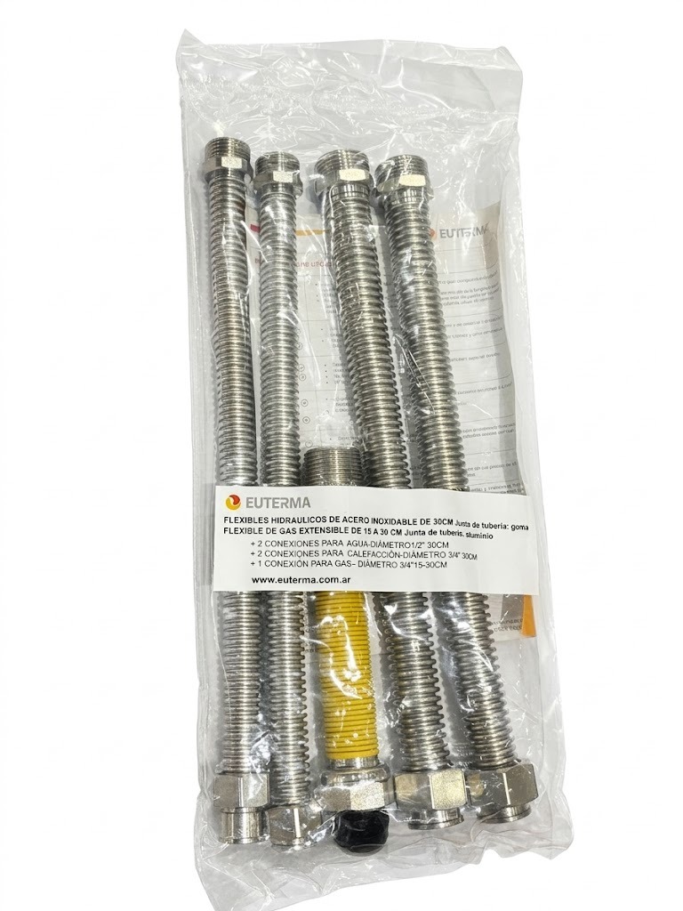KIT HIDRAULICO DE CONEXION FLEXIBLE AI 30 CM DOBLE SERV ACERO INOX