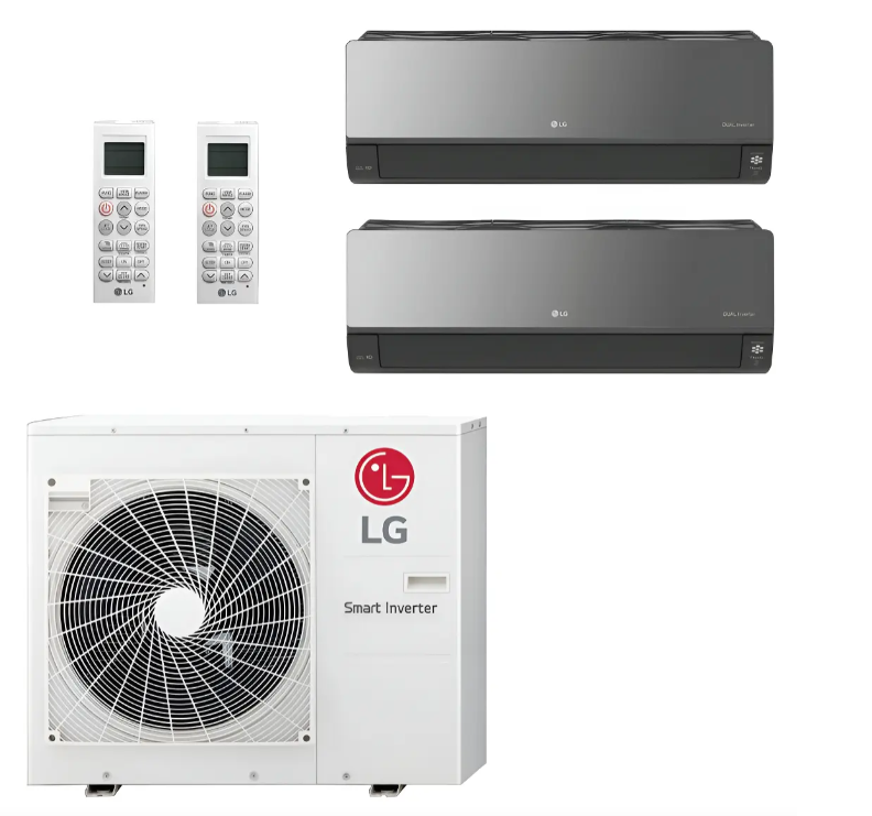 CONJUNTO MULTISPLIT LG ART COOL PARED 2 X 6000 FG + COND. LG MULTI F INVERTER -48 KBTU-12000FRG R32