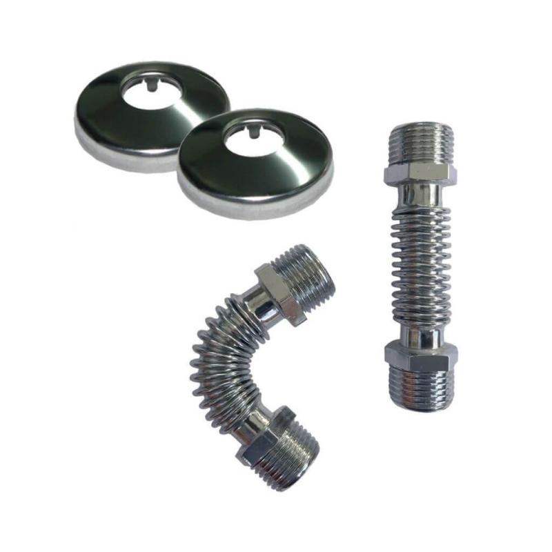 NIPLE HIDRAULICO FLEXIBLE CON ROSETA 1/2"X 8 A 12 CM X 2 UNIDADES