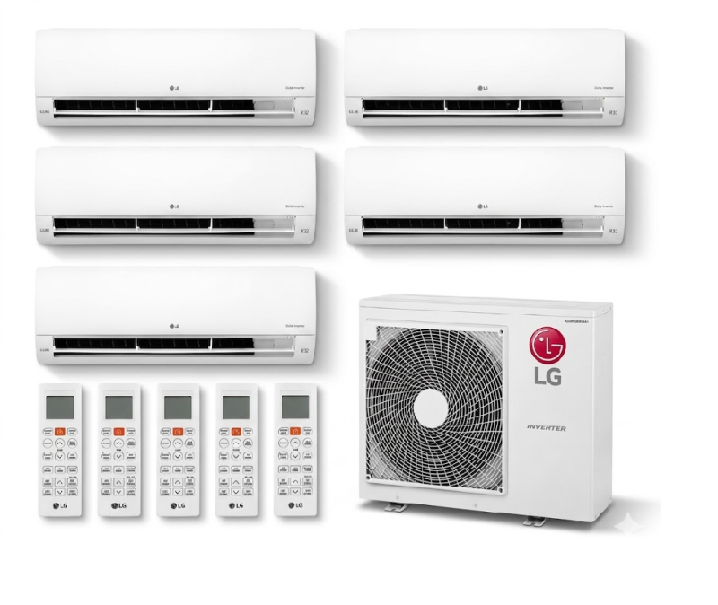 CONJUNTO MULTISPLIT LG BLANCO PARED 5 X 2300 FG + COND. LG MULTI F INVERTER -48 12.000 FRG R32