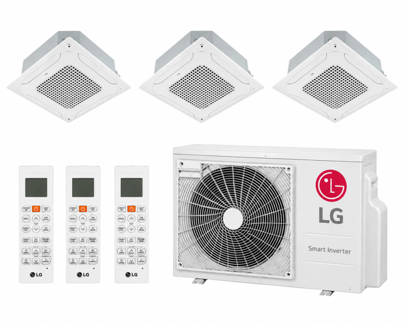 CONJUNTO MULTISPLIT LG CASSETTE 3 X 3000 FG + COND. LG MULTI F INVERTER - 36 9000FRG -R32
