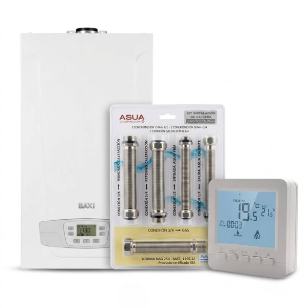 COMBO CALDERA BAXI ECO 4S DS 24F GN + KIT CONEXIONES HIDRAULICO + TERMOSTATO BOTONES