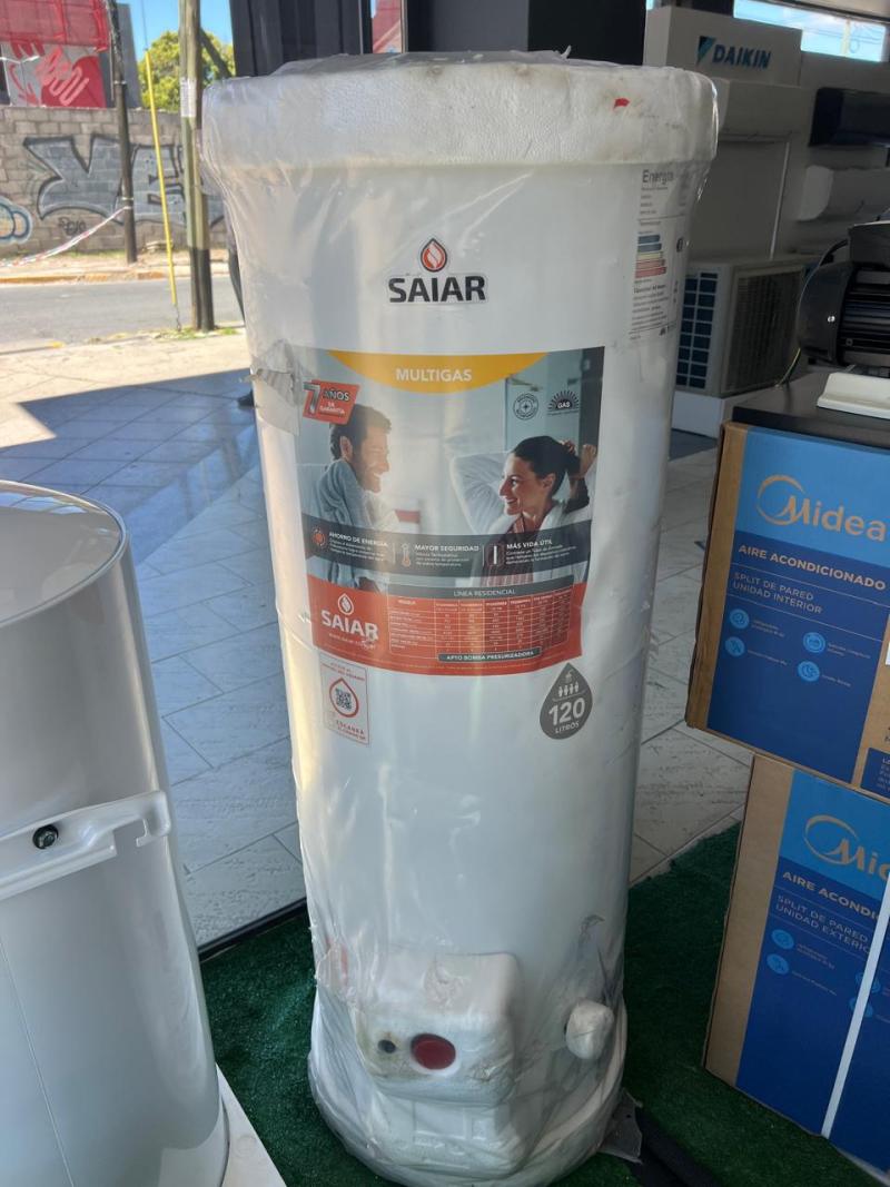 TERMOTANQUE SAIAR PIE MG 120 LTS CARGA SUPERIOR (OUTLET CON GARANTIA DE FABRICA)