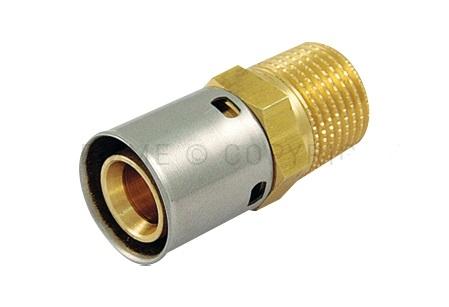 Racor Recto Con Rosca Macho Tiemme 16 mm x 1/2" Press Fitting