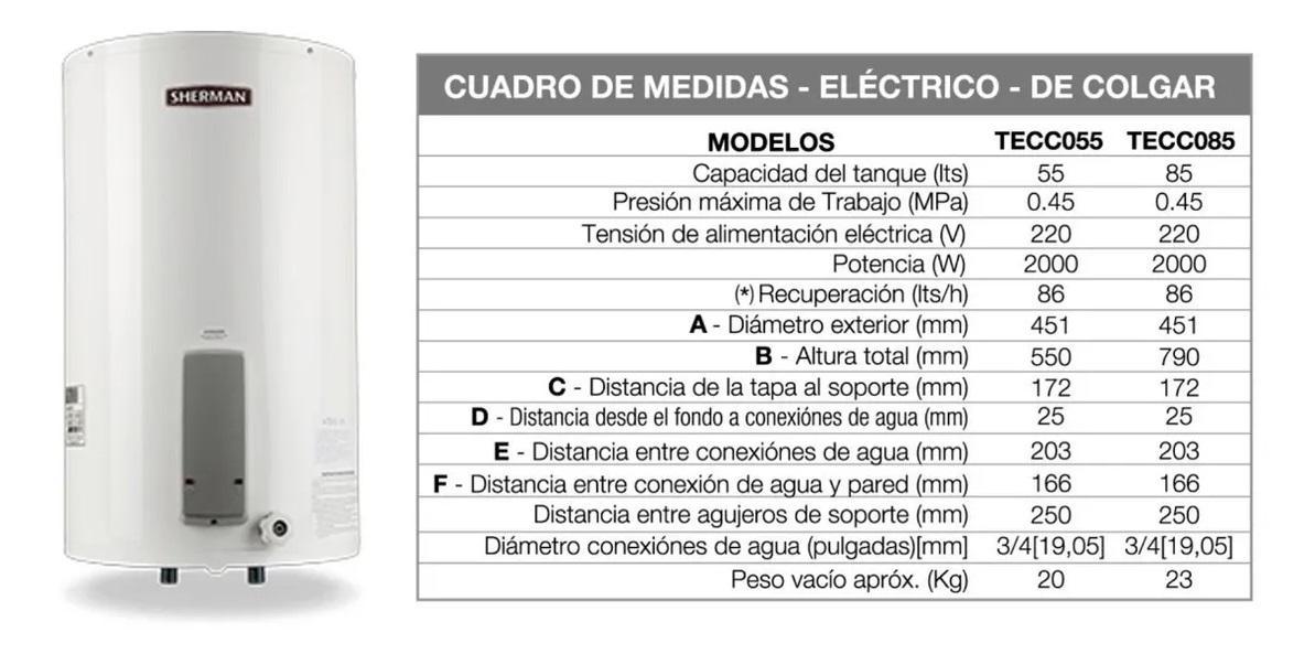TERMOTANQUE SHERMAN ELEC.CONT.COLG.PUR 55