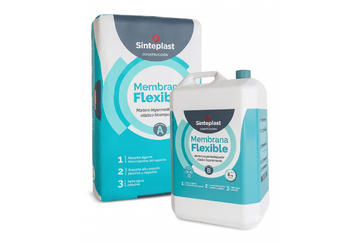 Membrana Elástica Cementicia Sinteplast Membrana Flex Kit 32 kg (Bolsa A 24 kg + Bidón B 8 kg) Código 0404218/4226