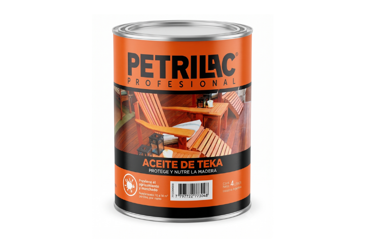 Aceite de Teka Petrilac 4 Litros | Protector y Nutriente Profesional para Maderas Duras Código P7730/04000