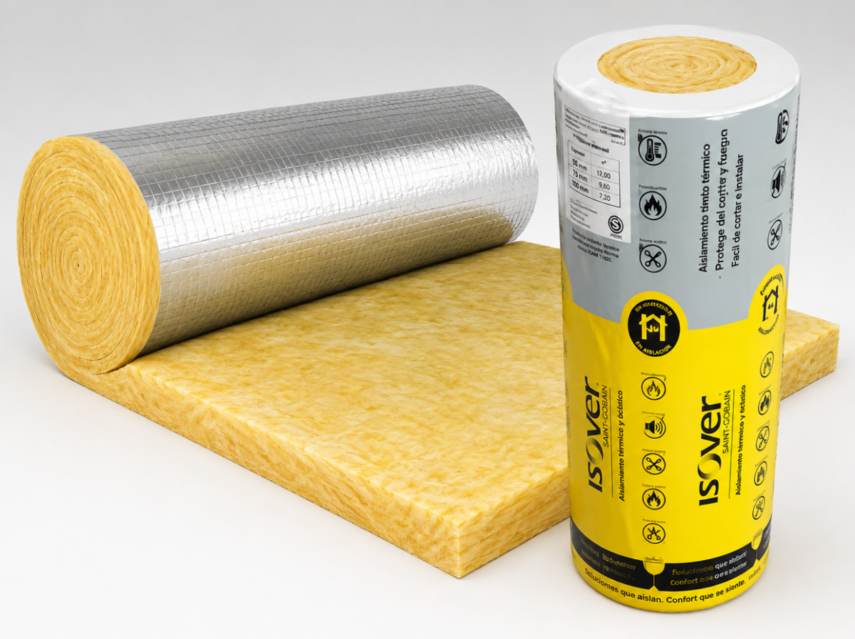 Aislante Fieltro Tensado Aluminio Isover 50mm 1,20x14mt (Pack x 16,80m²) 7999007