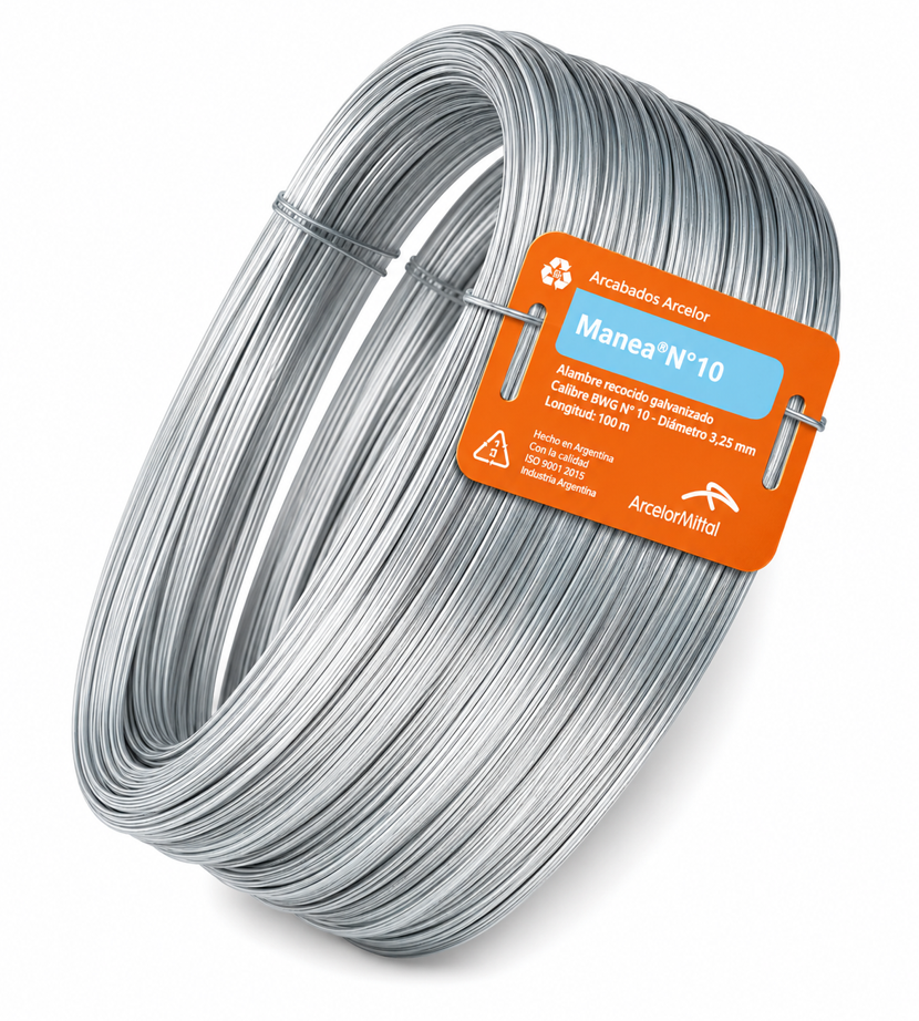Alambre Galvanizado Liso Manea Calibre 10 Ábaco Acindar (Rollo 25 kg - Código AG10M)