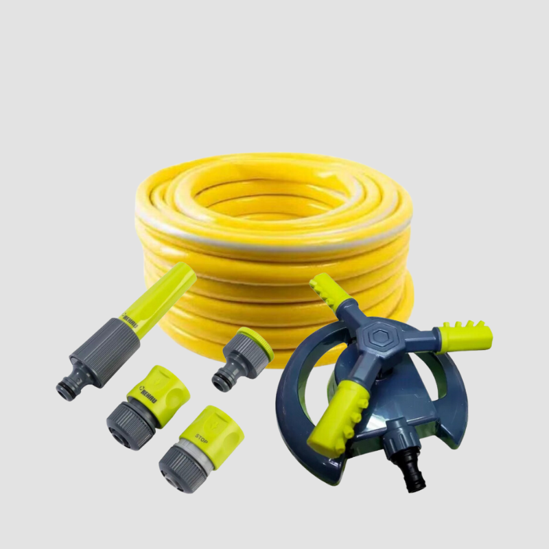 Combo Rehau Manguera Raubiflex 1/2" X 20 Mts. 334699.001 + Conexión Línea Trend Kit Pvc 1/2" 268103.300 + Aspersor Circular Pvc Línea Trend 3 Brazos 247208.300