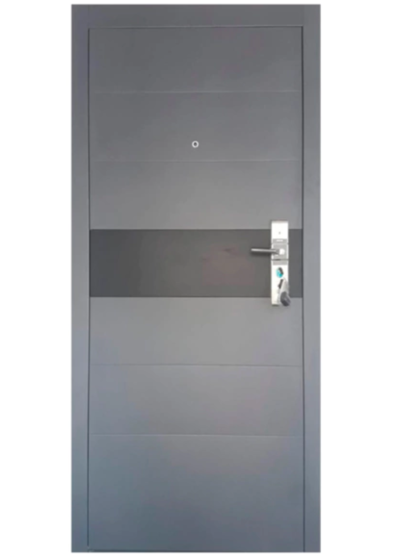 Puerta de Seguridad Clasica Uv Pinamar Negra Pb850 205x96x7 Izq