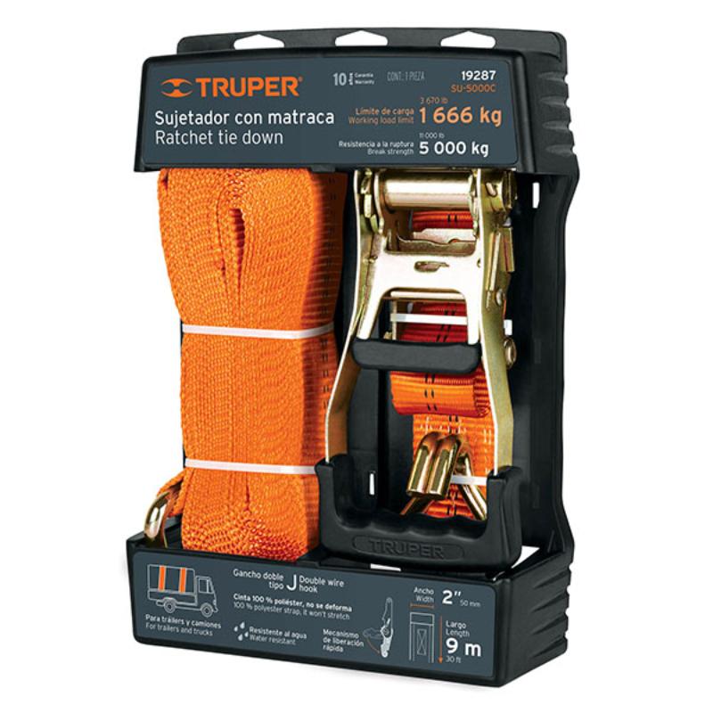Sujetador de Carga con Matraca Truper Expert 5 Toneladas 9 Metros - 19287