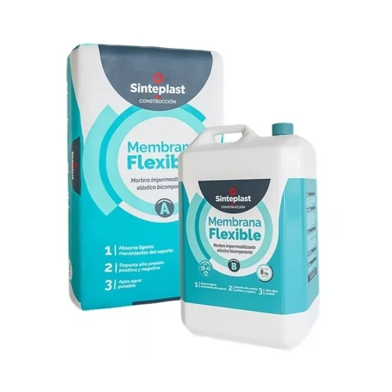 Sinteplast membrana flex. Bolsa X 24KG's. A + Bidon X 8KG's. B 0404218/4226